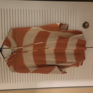 Honey Me - Oversize Dolman Sleeve Lightweight Pink and Beige Hooded Sweater XXL